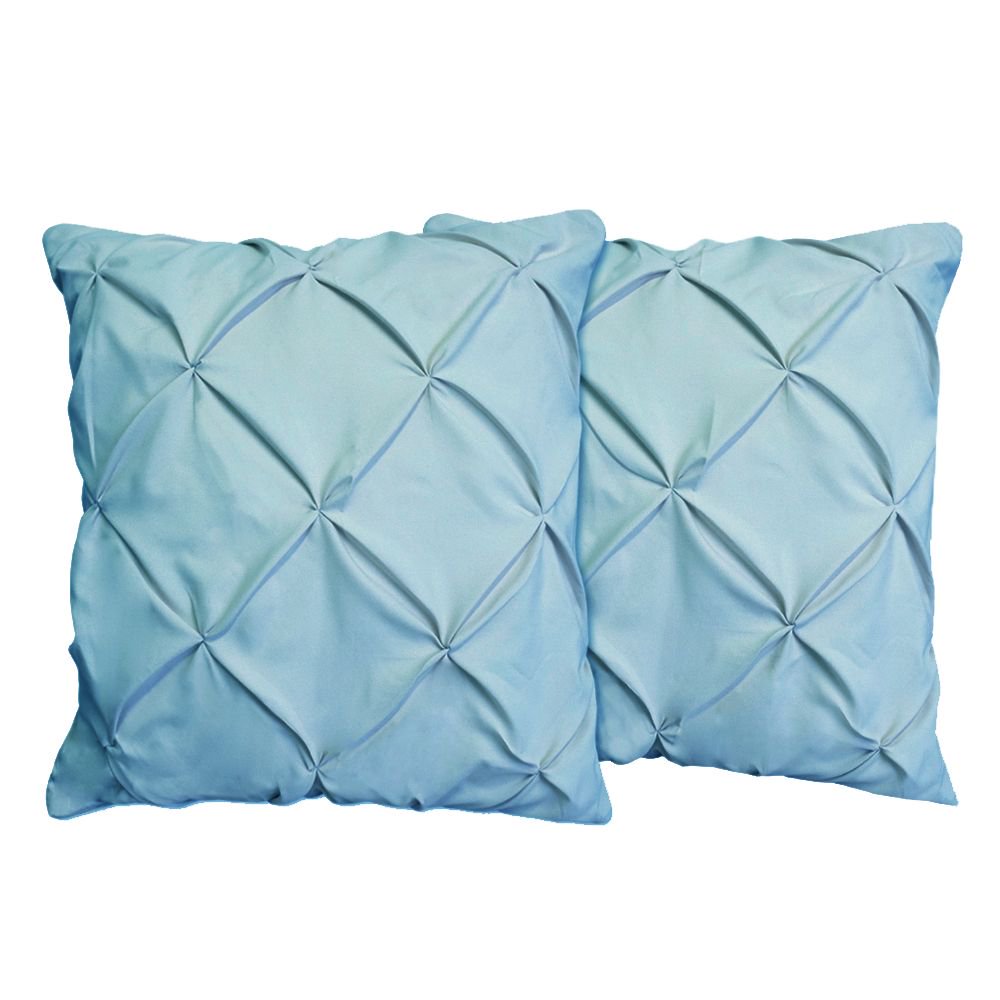 Set of 2 Pinch Pleat Pillow Shams (Throw 22 x 22, Light Blue) 1800