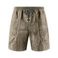 thumbnail image 5 of Mens Shorts Plus Size Elastic Waisted Drawstring Solid Color Comfy Summer Loose Shorts with Pocket Brown L, 5 of 8