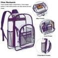thumbnail image 3 of Sanmadrola Clear Backpack Clear Bag Heavy Duty Waterproof Transparent Large PVC Backpacks for Teenagers Women Men for Stadium School College Travel Work Hiking, Purple, 3 of 7