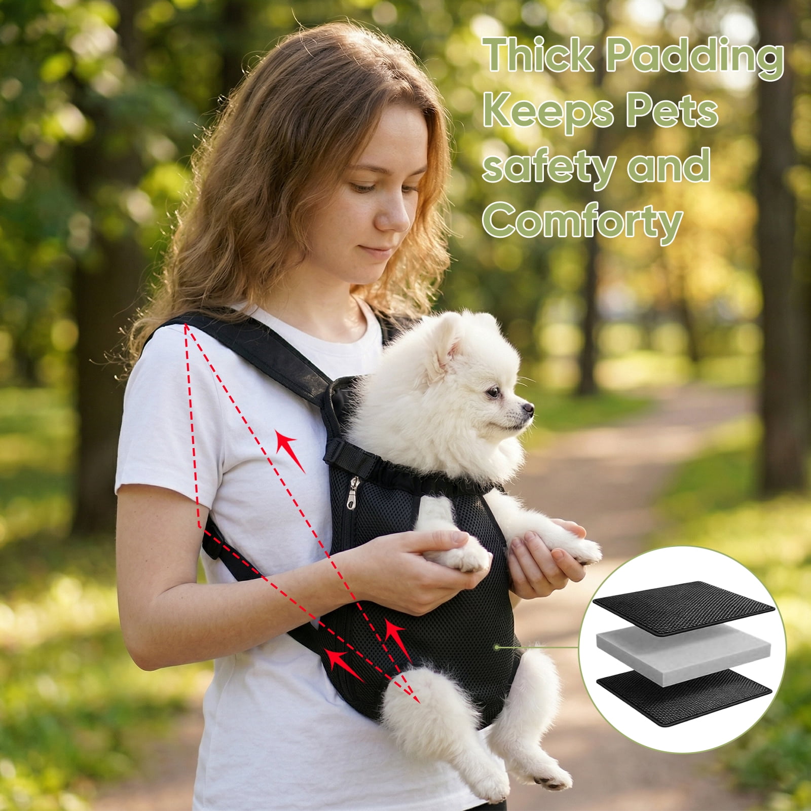 Upgraded Dog Carrier Backpack,Breathable Mesh,Portable Foldable Cat Carrier Sling for Hiking Camping,Adjustable Legs Out Pet Front Carriers Travel Bag for Small Dogs,Puppy,Cat,Rabbit,Black