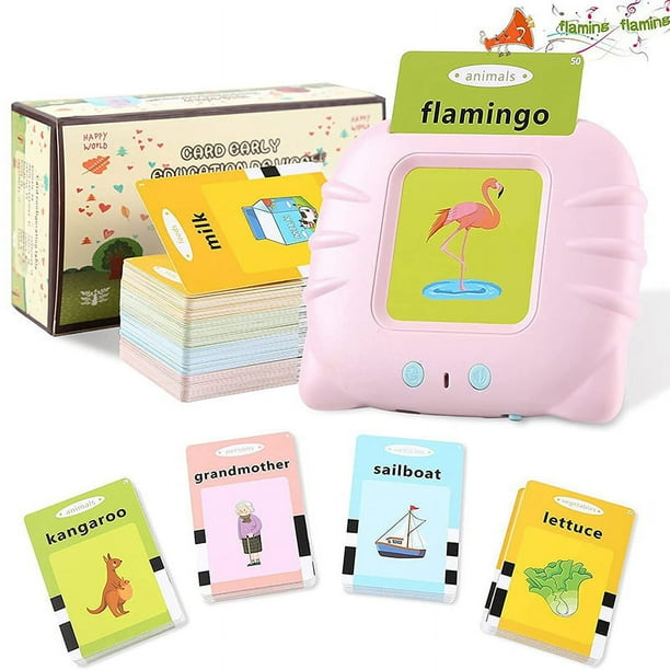 Máquina de aprendizaje de tarjetas con palabras visuales para niños pequeños, preescolar y jardín de infantes, color rosa