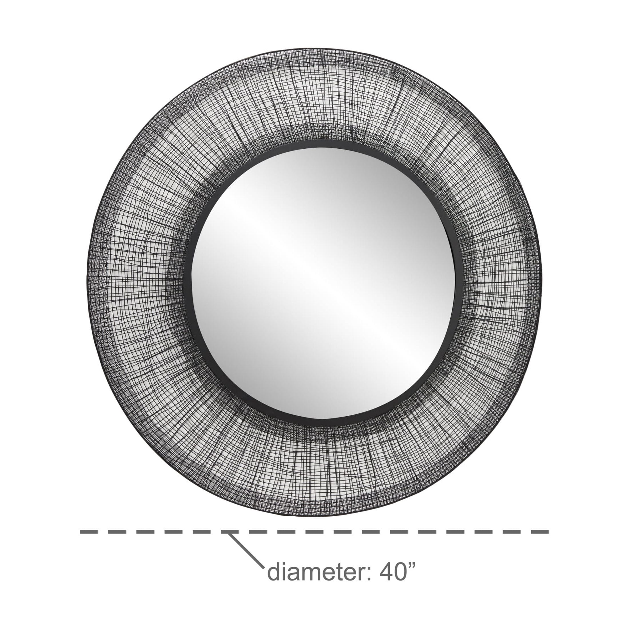 DecMode 40" x 40" Black Wire Mesh Abstract Wall Mirror