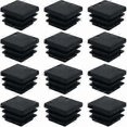 thumbnail image 1 of 40 pieces square plastic plugs 20mm x 20mm black square tube plugs square tube inserts plastic end caps for furniture legs., 1 of 4