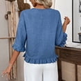 thumbnail image 4 of Womens Ruffle Flowy Crew Neck Dressy Casual Blouses 3/4 Sleeve Tops Summer T shirts 2026 Trendy Cute Work Clothes S, 4 of 4