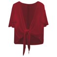 thumbnail image 4 of Ediodpoh Elegant Open Front Chiffon Cover up Lightweight Beach Kimono Lace up Long Sleeve Boho Blouse Tunic Sweater Jackets for Women RD1 L, 4 of 4
