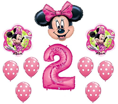 10 Minnie Mouse Head Shape Disney Foil Helium Birthday Party Balloons Girls Pink 