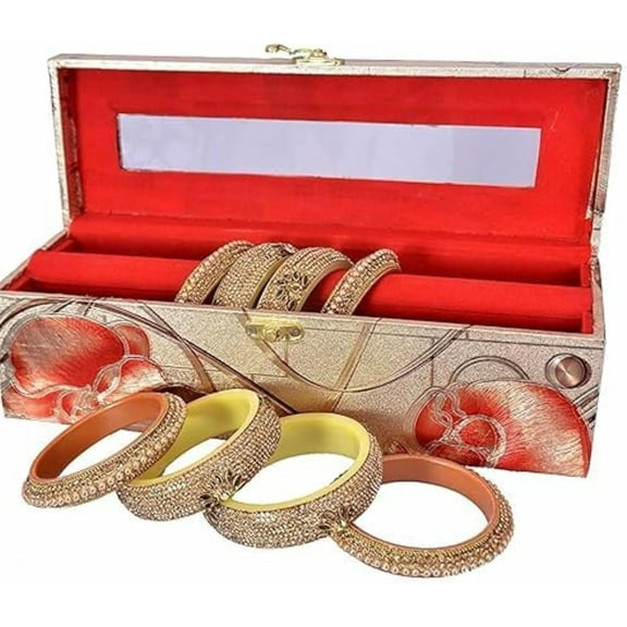 Handicrafts Wooden Bangle Box Top Transparent One Rod Organizer Gift for Women & Girl