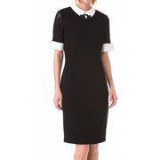 Karl Lagerfeld NEW Black Womens Size 14 Lace Panel Collar Sheath Dress