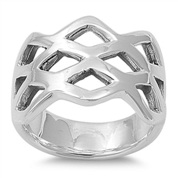 Criss Cross Oxidized Wide Modern Ring .925 Sterling Silver Band Jewelry Female Male Unisex Size 10