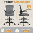 thumbnail image 2 of COOLHUT Home Office Chair with Flip-up Armrests for Standing Desk, Ergonomic Computer Office Desk Chair with Adjustable Foot Ring, Office Desk Chairs with Adjustab Lumbar Support, Dark Gray, 2 of 11