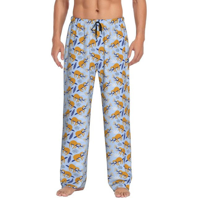 Balery Cute Sloth Pantalones de pijama para hombre, pijama ultraligero, pantalón de descanso-XX-Large