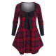 thumbnail image 1 of Tamaño más bowknot camisas a cuadros de manga larga T abotonado Rosegal Mangas largas de talla grande, 1 of 5