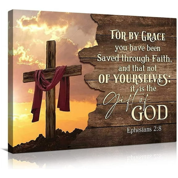 Motivational Christian Wall Art, "Amazing Grace," 12"x16", Framed Wood, by Busyhead