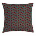 thumbnail image 1 of Poppy Throw Pillow Cushion Cover, Hand Drawn Nature Growth Pattern with Doodle Swirls on Teal Background, Decorative Square Accent Pillow Case, 20" X 20", Vermilion Black and Teal, by Ambesonne, 1 of 2
