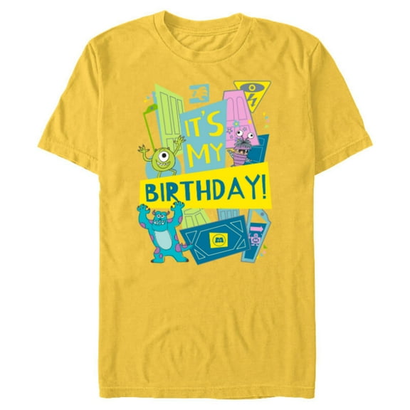 Disney and Pixar’s Monsters, Inc. It’s My Birthday - Short Sleeve Blended T-Shirt for Adults - Customized-Yellow