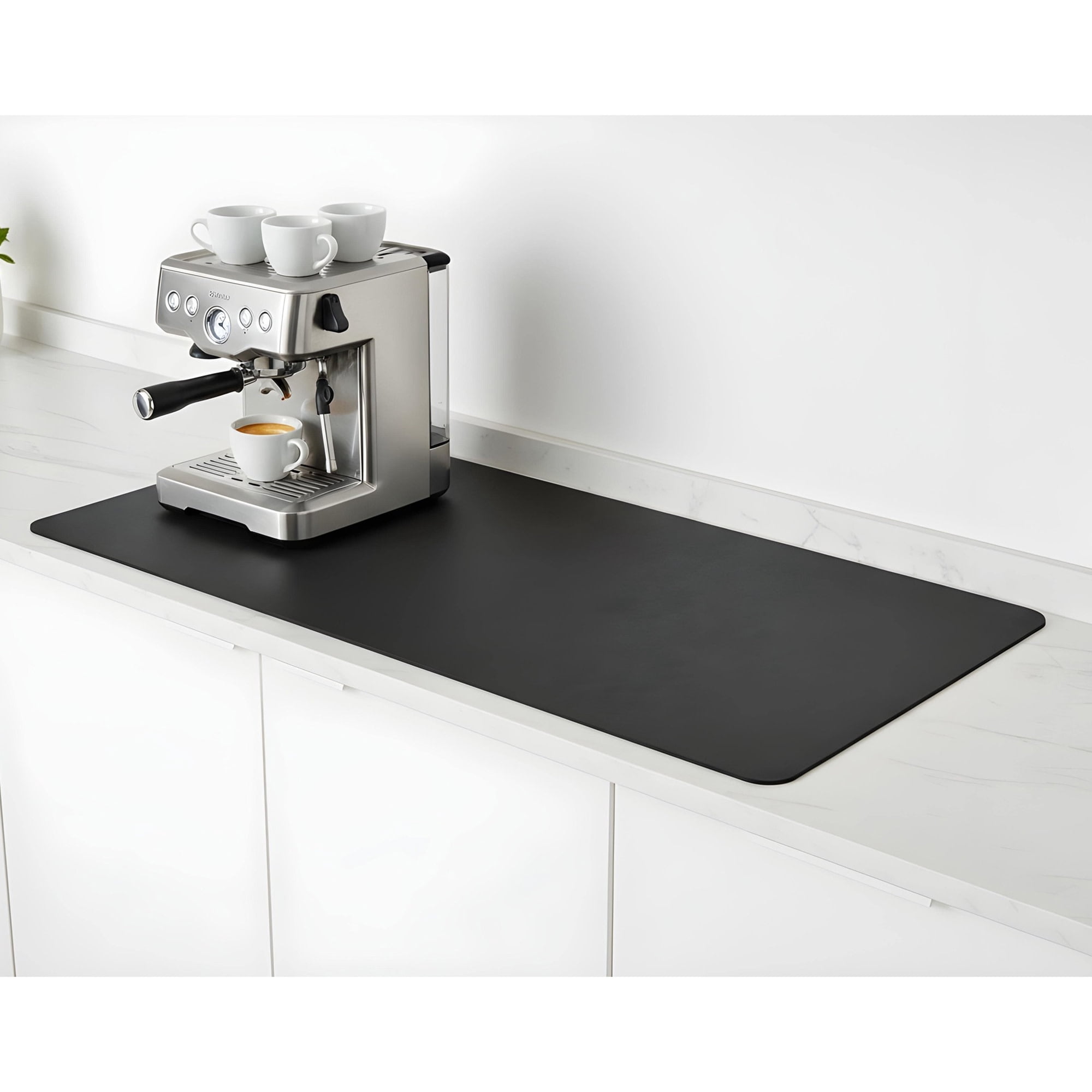 STRABELLA: Dish Drying Mat - 17x31", Black - Super Water Absorbent, Quick Dry Foam, Multi-Purpose, Kitchen Countertops, Non-Slip, Machine Washable