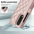 thumbnail image 3 of Dteck for Samsung Galaxy Z Fold 3 Wallet Case with S Pen Holder & Crossbody Lanyard Strap & Wrist Strip, Shockproof Stylish Protective Cover for Galaxy Z Fold 3,Rosegold, 3 of 6
