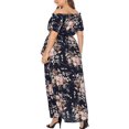 thumbnail image 2 of Lenago Women's Plus Size One Shoulder Smocked Cinch Waist Short Sleeve Floral Print Wrap Dress, 2 of 4