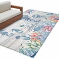 thumbnail image 2 of Coastal Jellyfish 3'x5' Washable Rug, Beach Nautical Ocean Coral Seahorse Vintage Non-Slip Area Rugs for Entryway Kitchen Classroom, StainResistant Dorm Throw Carpet, Low Pile Soft Indoor Floor Mat, 2 of 9