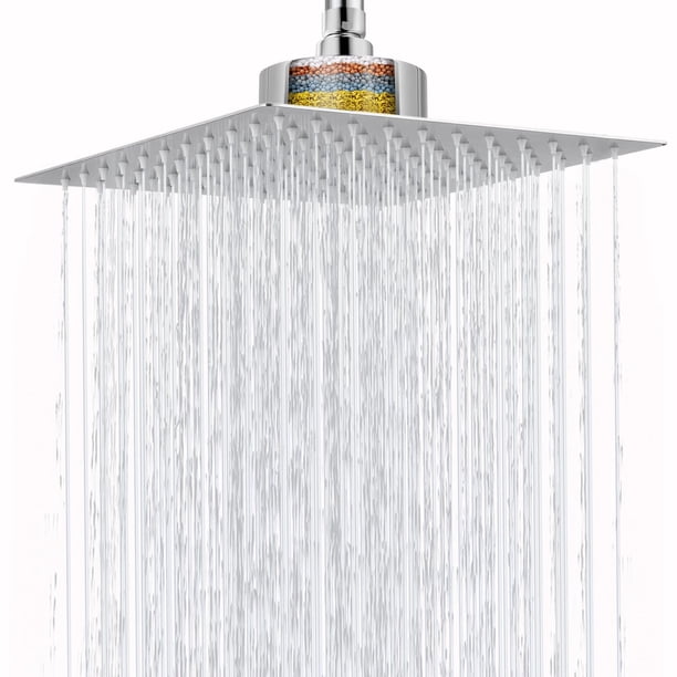 Cabezal de ducha de lluvia grande cuadrado de 12 pulgadas totalmente de metal para eliminar cloro y sustancias dañinas, cromo