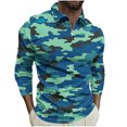 thumbnail image 2 of Blusa y camisa de manga larga con cuello vuelto para hombre, jersey de solapa con cremallera y manga larga, blusa informal estampada para San Valentín, poliéster para hombre, 2 of 5