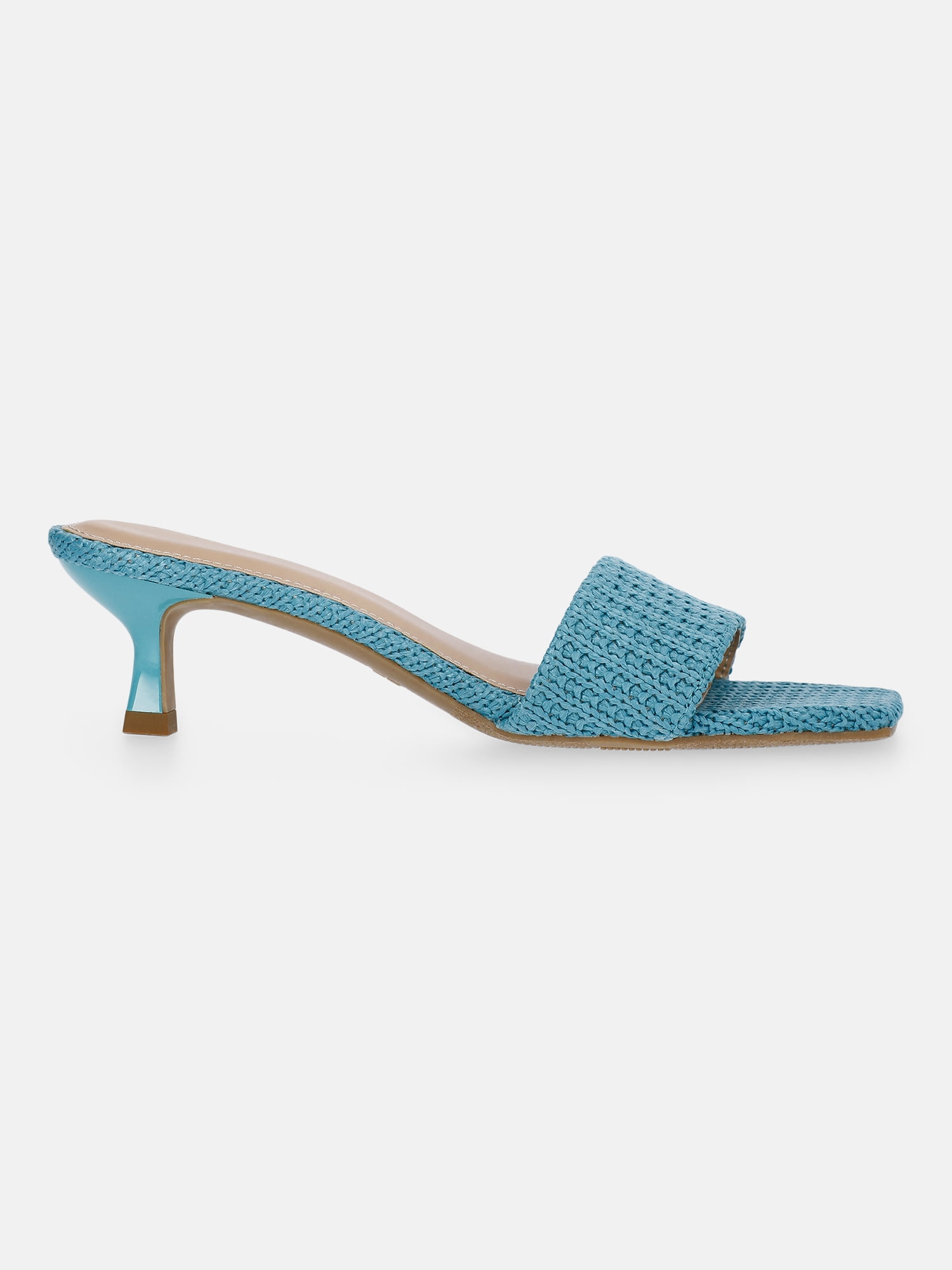Time and Tru Women's Raffia Kitten Heel Sandals