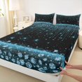 thumbnail image 5 of Homewish Princess Blings Queen Sheets for Girls, Black Cyan Queen Sheet Sets, 4pcs (1 Flat Sheet, 1 Fitted Sheet and 2 Pillowcases), 5 of 6