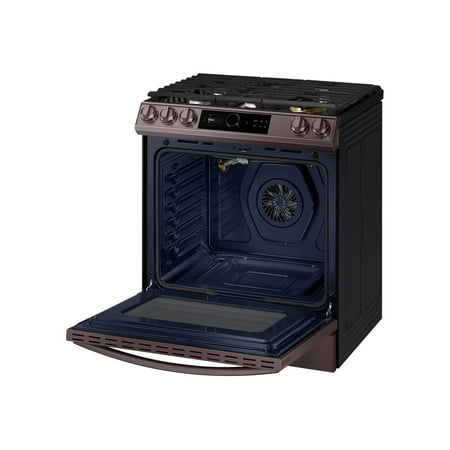 Samsung - 6.0 Cu. Ft. Front Control Slide-in Gas Range with Smart Dial, Air Fry & Wi-Fi, Fingerprint Resistant - Tuscan stainless steel