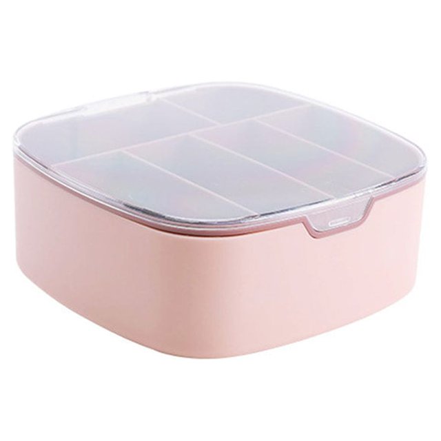 Inteprter Organizador de escritorio, caja de almacenamiento de para auriculares a prueba de polvo, contenedor de viaje, soporte para Cable de Carpetas de archivos Rosado
