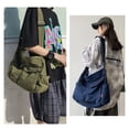 thumbnail image 2 of Bolso KlaOyer de lona tipo bandolera grande, color verde hobo, para mujeres y hombres, 2 of 6