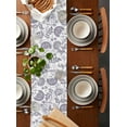 thumbnail image 5 of Farmhouse Spring Burlap Cotton Table Runner 14x72 Inches Long, Light Purple Fruit Plant Leaf Flower Farmhouse Table Runners, Outdoor Dining Tablecloths Decor for Baby Shower/Party/Wedding, 5 of 6