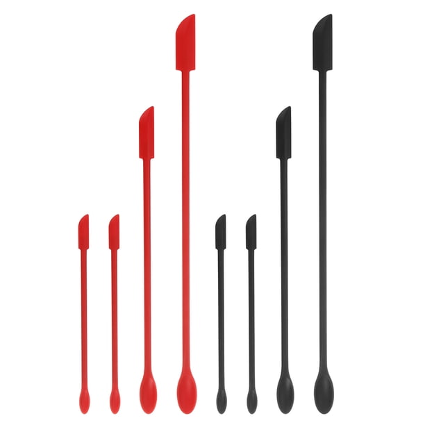 8 piezas de espátulas de maquillaje, juego de espátulas de silicona con cuchara para frascos cosméticos rojos y negros