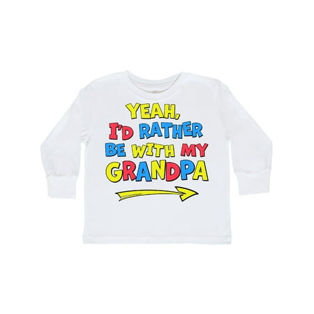 

Inktastic Yeah I d Rather be with My Grandpa in Red Yellow and Blue Gift Toddler Boy or Toddler Girl Long Sleeve T-Shirt