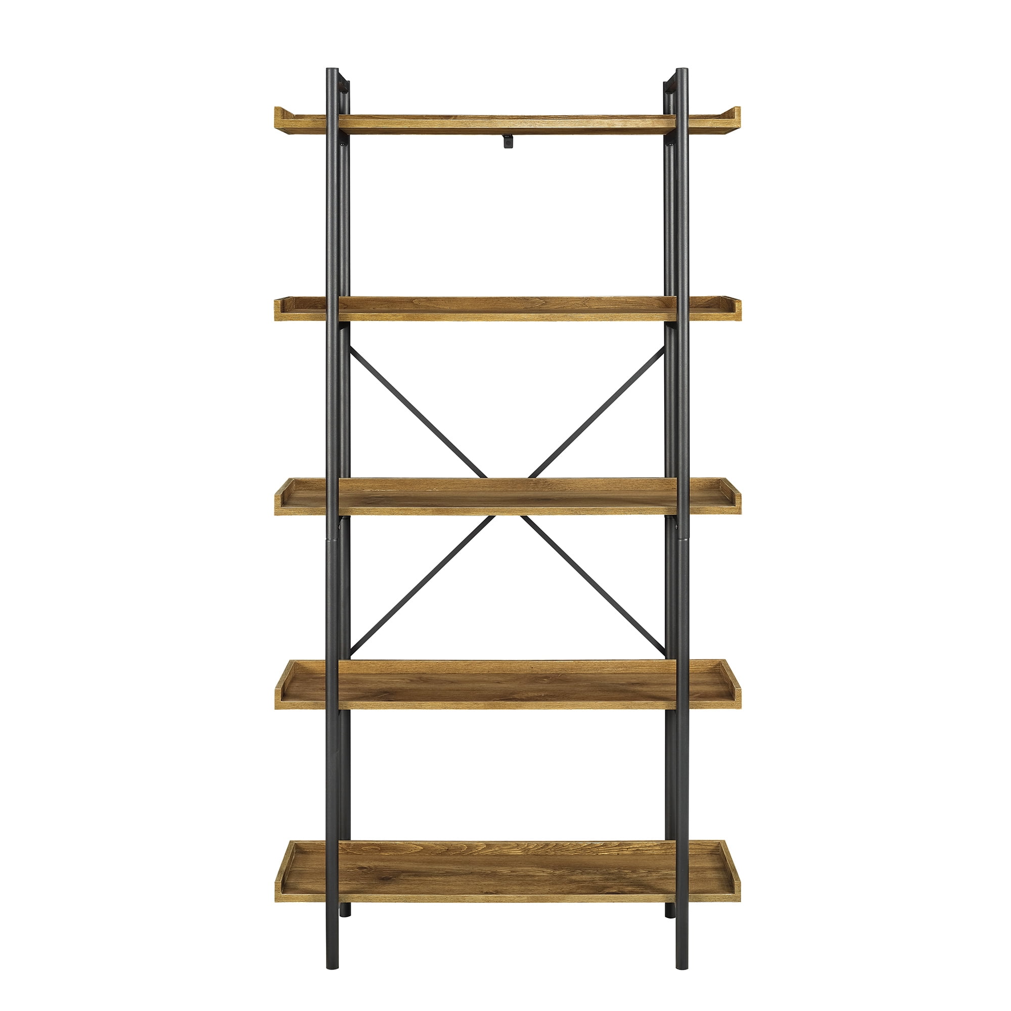 Woven Paths Urban Pipe Rustic Industrial Bookshelf, Barnwood