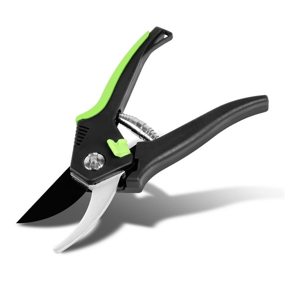 Green Bypass Garden Pruner - 7 in., Heavy Duty Plant Cutter Tool w/ Steel Thumb Lock, Blade Lock