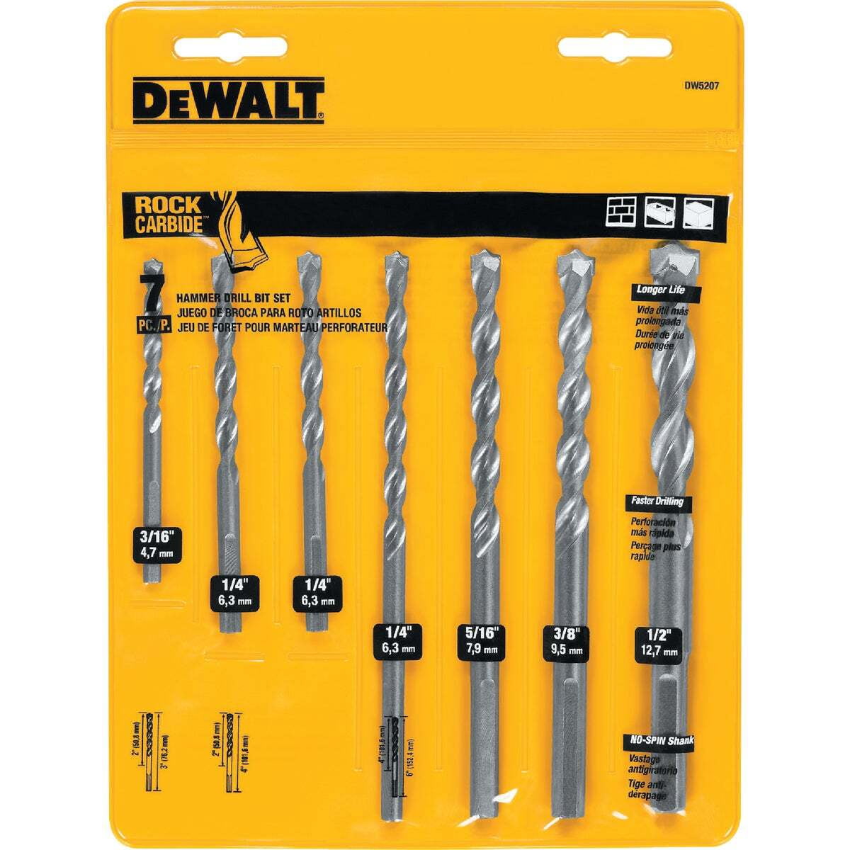 DEWALT DW5207 - 7-Piece Premium Percussion Masonry Drill Bit Set