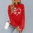 thumbnail image 6 of Felirenzacia Women’s Valentine Pullover Sweet Heart Design Cozy Casual Everyday Top, Red,2XL, 6 of 7