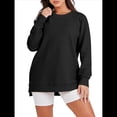 thumbnail image 1 of Sudaderas de Gran Tamaño para Mujer, Cuello Redondo, Larga, Sudaderas con Cremallera Lateral, Ropa de Otoño 2025 Negro XL, 1 of 8