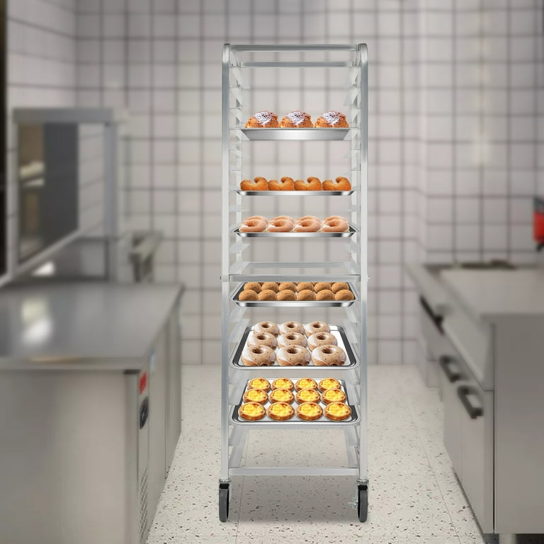 Miumaeov Bread Cooling Rack 20 Tier Aluminum Alloy Rolling Bakery Rack Bun Pan Stand Lockable Casters Floor Standing Cookie Drying Racks for Baking