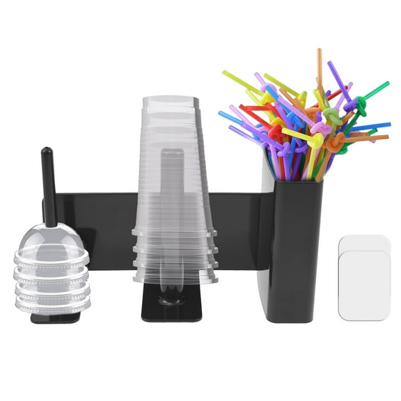 Plastic Cup Holder Lid Dispenser Efficient Storage Straw Storage Basket with 35° Tilting Stand Easy Access Cup and Lid Holder for Bar