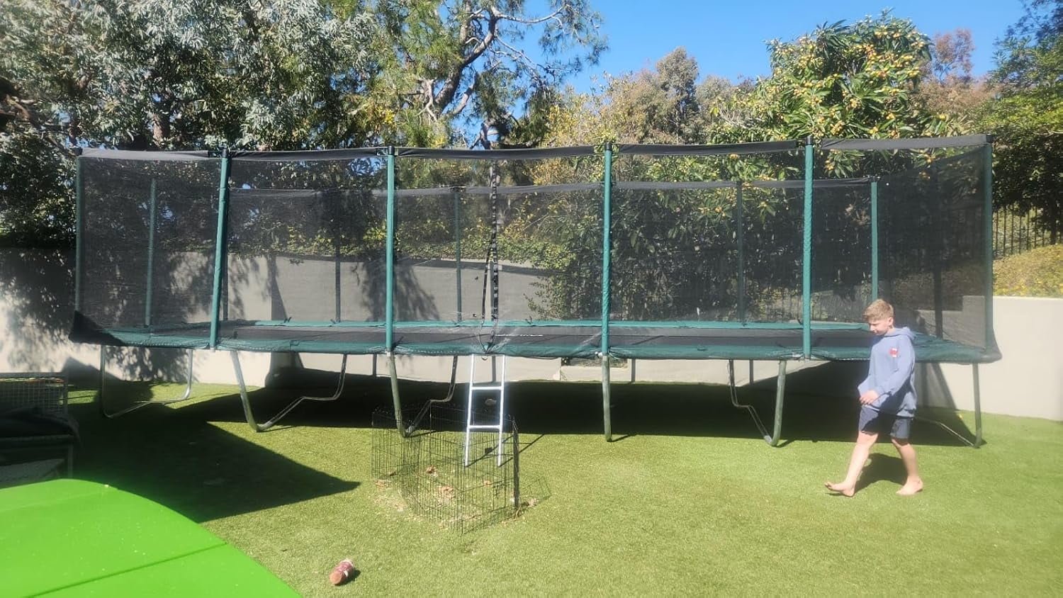 Galactic Xtreme 10x30 FT Outdoor Rectangle Trampoline with Net Enclosure 750Lbs Heavy Weight Jumping Capacity - Outdoor Gymnastics Trampolines for Adults and Kids