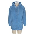 thumbnail image 7 of Rohuuque Women's Fuzzy Jacket Winter Plush Sherpa Fleece Hooded Cardigan Loose Long Zip Up Coat Outwear with Pockets Blue, 7 of 7