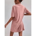thumbnail image 3 of Women's Collar Short Sleeve Polo Dress with sixty percent polyester thirty five percent cotton five percent spandex, 3 of 15