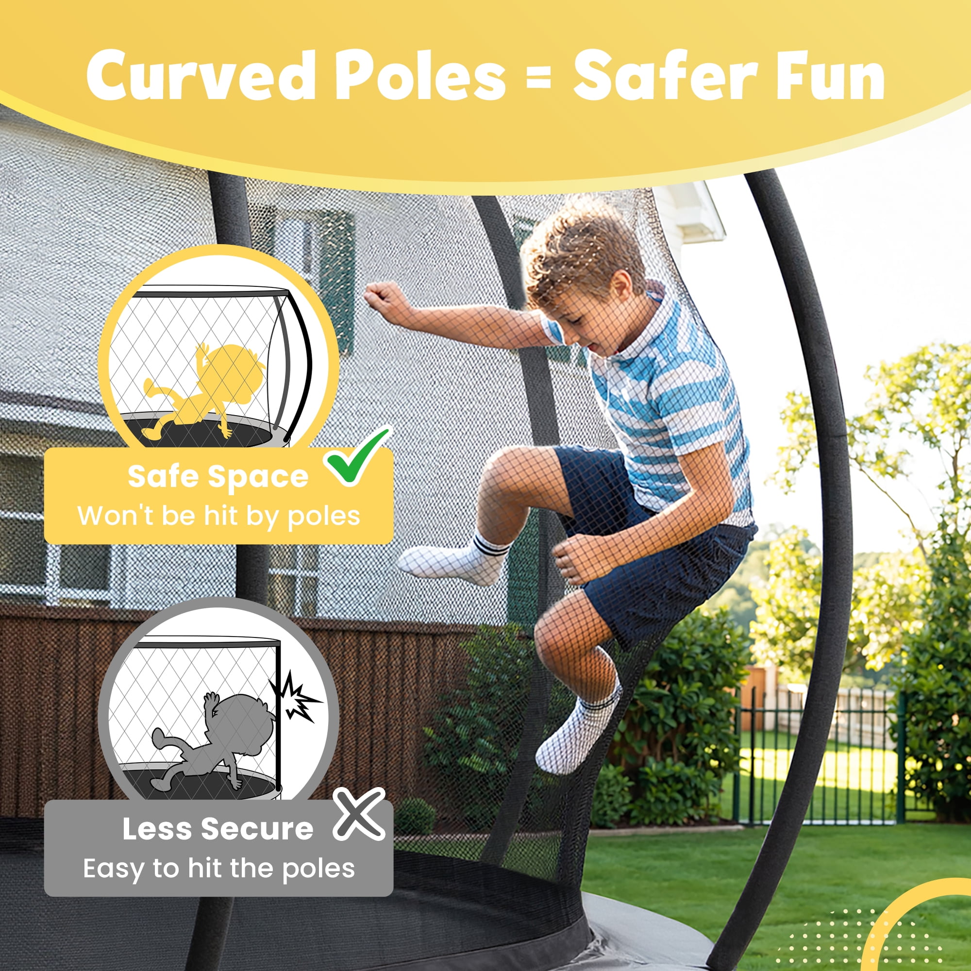 SERAY 10FT, 12FT, 14FT Outdoor Trampoline with Safety Enclosure Net, Ladder and Rust-Resistant Frame, ASTM Certified Backyard Trampoline for Kids and Adults