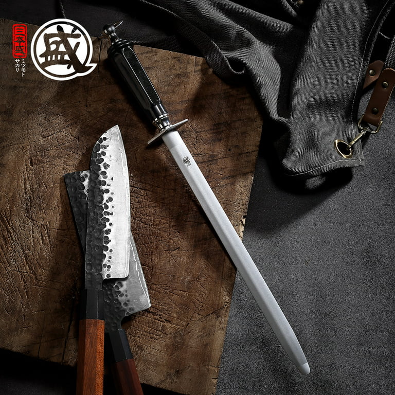 KINTIF Honing Steel 12 inch Sharpening Steel, Professional Knife Sharpener,  High Carbon, Fine Lines, High hardness, Flat Knife Honing Rod