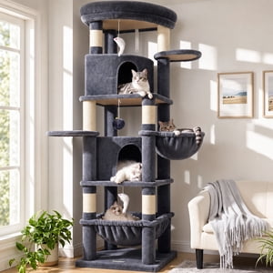 Globlazer 68-Inch Corner Cat Tree, Dark Gray, 6 Posts