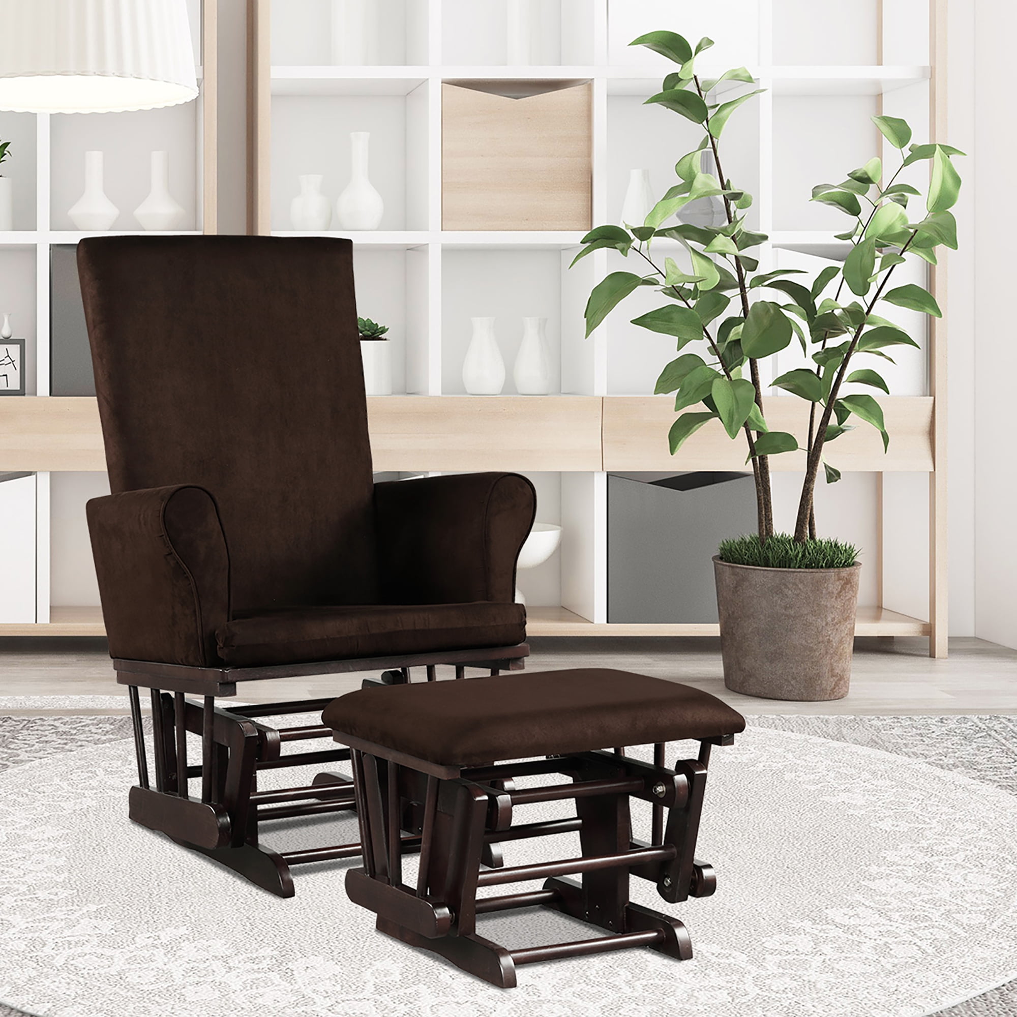 BABYL - otoan Costway Gliding Rocker Chair & Ottoman Set for Baby Nursery