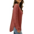 thumbnail image 3 of Tunic Blouses for Women Basic Scoop Neck Ribbed Knit Long Sleeve T-Shirts Loose Side Split Pullover Tops Shermie, 3 of 5