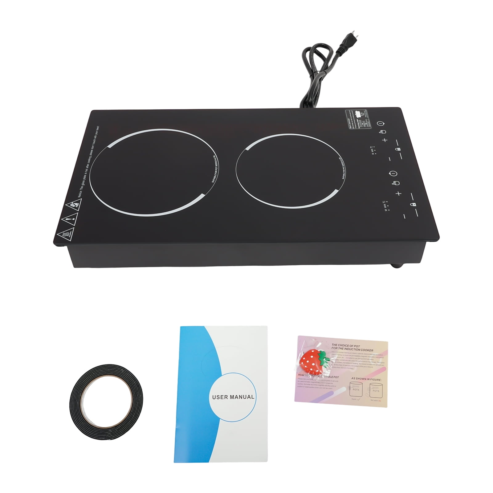 Double Induction Cooktop, Portable Induction Cooker with 2 Burner Independent Control, Ultrathin Body, 9 Temperature, 1200W+1100W-Multiple Power Levels, 2 Hour Timer, Safety Lock