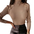 thumbnail image 2 of Suave invierno caída dama hecha punto tortuga de tortuga suéter manga larga cálida jersey jersey de ropa Tops Salvador Suéter de tortuga de mujeres, 2 of 10